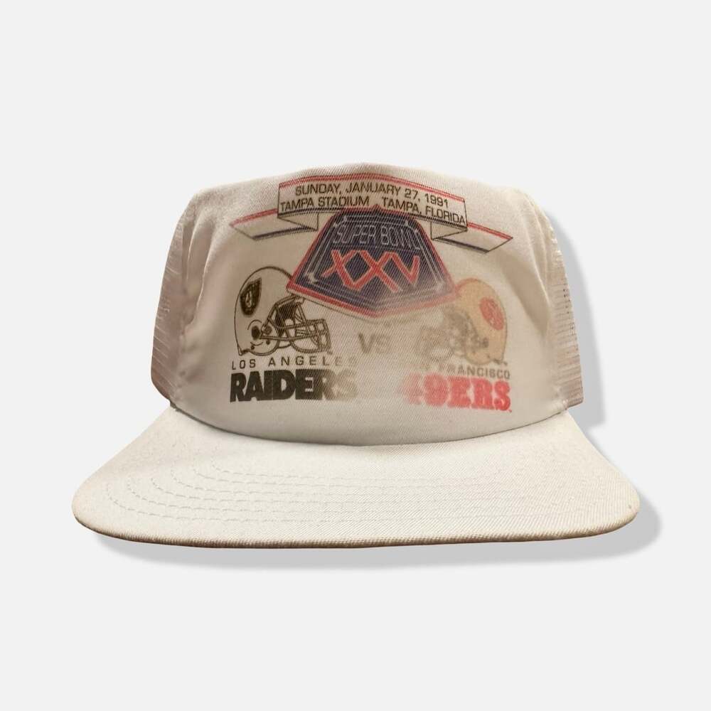 VTG 1991 Super Bowl XXV Phantom Hat Raiders 49ers Trucker Snapback Deadstock